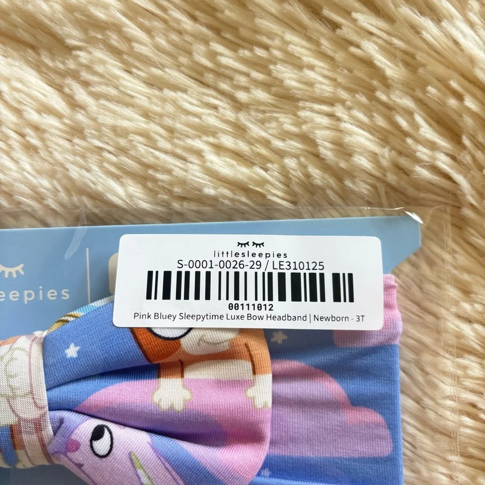 Little Sleepies Pink Bluey Sleepytime Luxe Bow Headband NWT